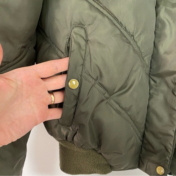 Vintage Y2K Makaveli Puffer Jacket Womens Size Medium Down Hooded Green Puffy - Picture 6 of 14